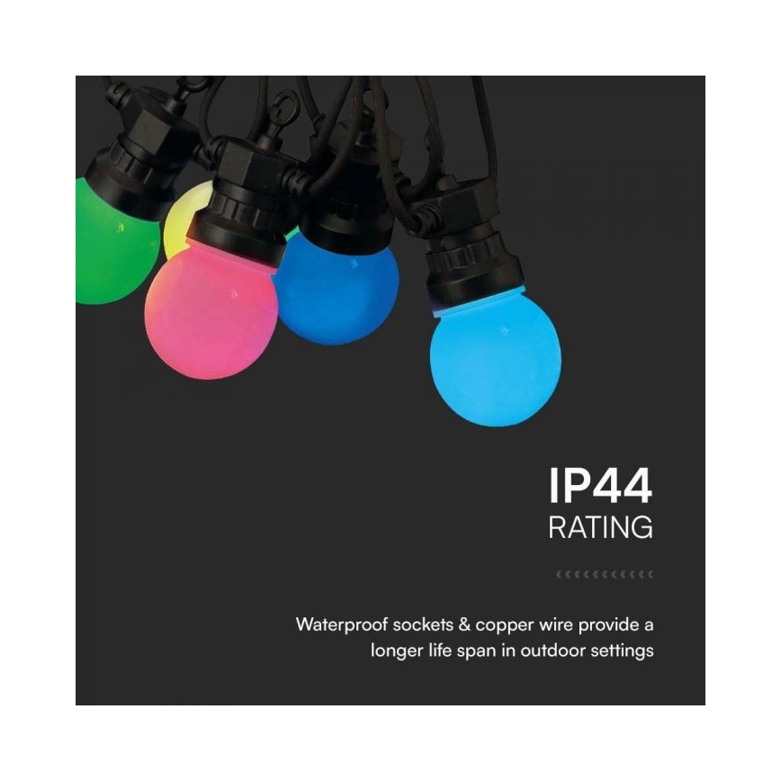 LED RGB Catena da esterno STRING 13 m 15xLED/0,5W/230V IP44 + telecomando