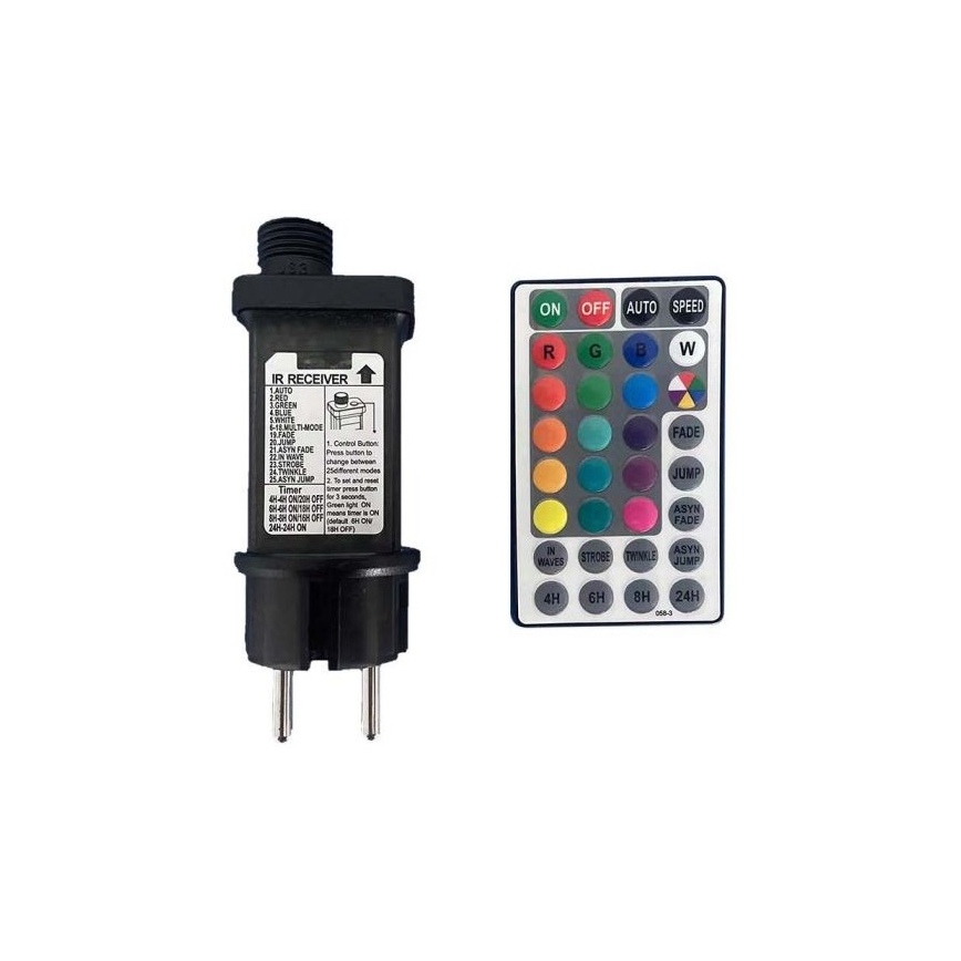 LED RGB Catena da esterno STRING 13 m 15xLED/0,5W/230V IP44 + telecomando