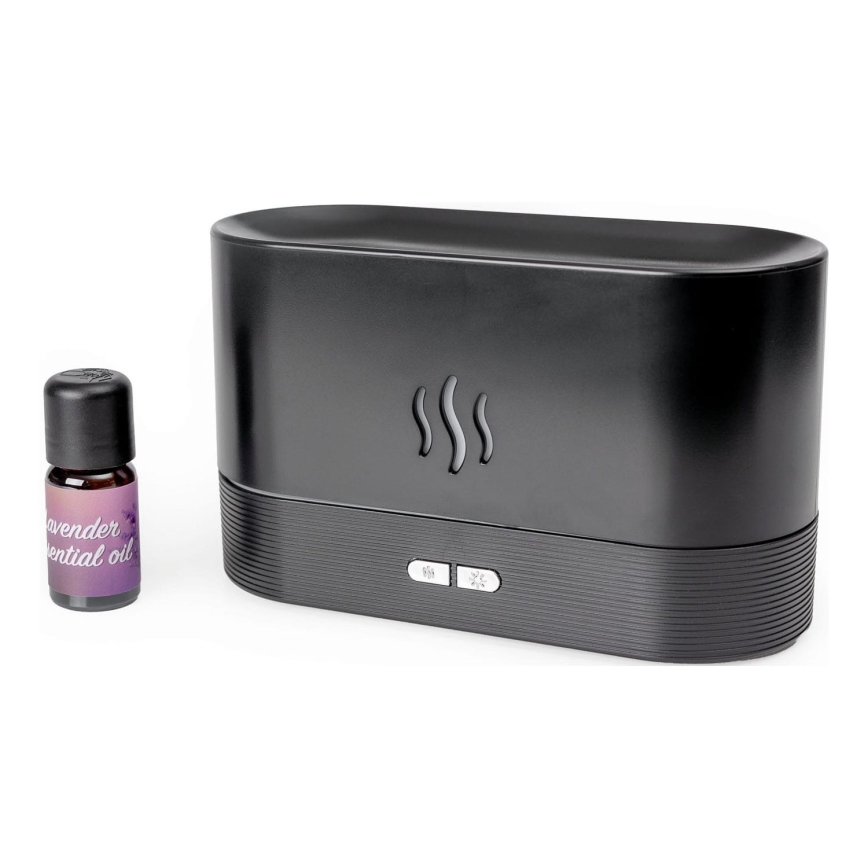 LED RGB Diffusore di aromi e umidificatore d'aria a ultrasuoni con retroilluminazione 180ml nero