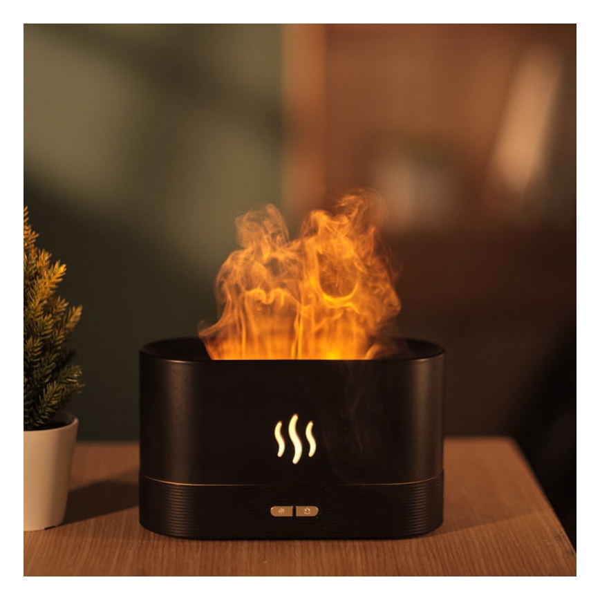LED RGB Diffusore di aromi e umidificatore d'aria a ultrasuoni con retroilluminazione 180ml nero