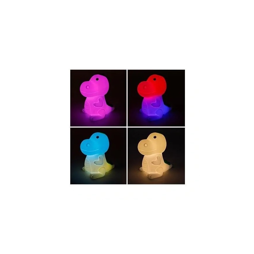 Luce notturna LED RGBW ricaricabile e dimmerabile per bambini, 2,5W/5V, 3000K, 1200 mAh, dinosauro