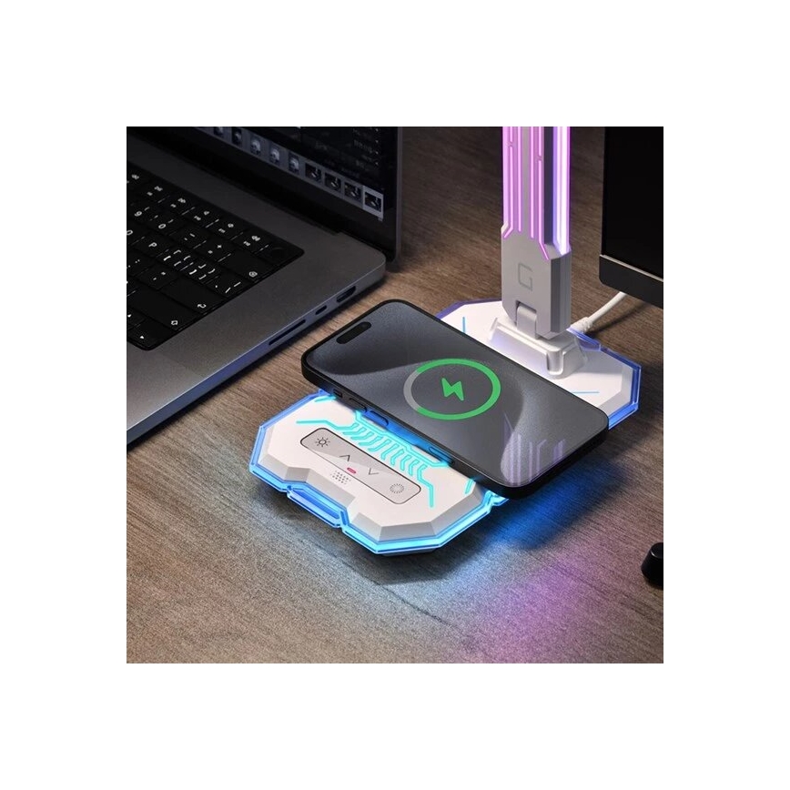 LED RGB Lampada da tavolo touch ricaricabile e dimmerabile con ricarica wireless LED/7,5W/5V 2700-5300K bianco
