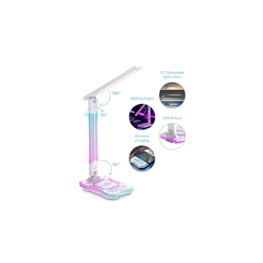 LED RGB Lampada da tavolo touch ricaricabile e dimmerabile con ricarica wireless LED/7,5W/5V 2700-5300K bianco