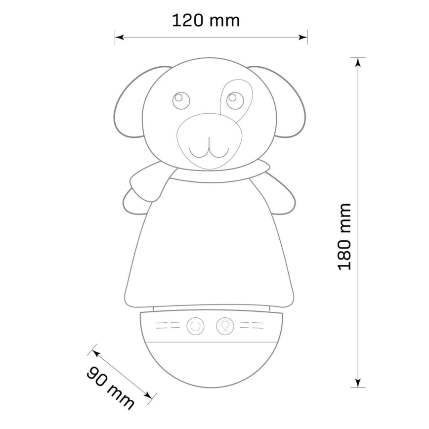 LED RGB Lampada notturna per bambini con un melody 3xAAA/5V cagnolino