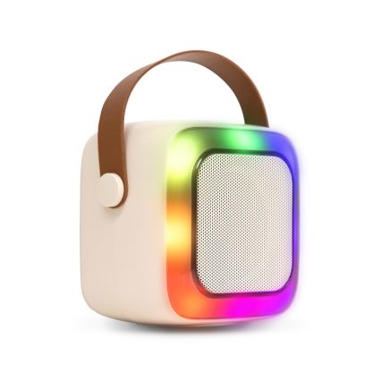 CONNECT IT CSP-1010-BG - LED RGB-Lautsprecher mit 2 kabellosen Mikrofonen, 5W/1200 mAh + 2x 400 mAh, creme/gold