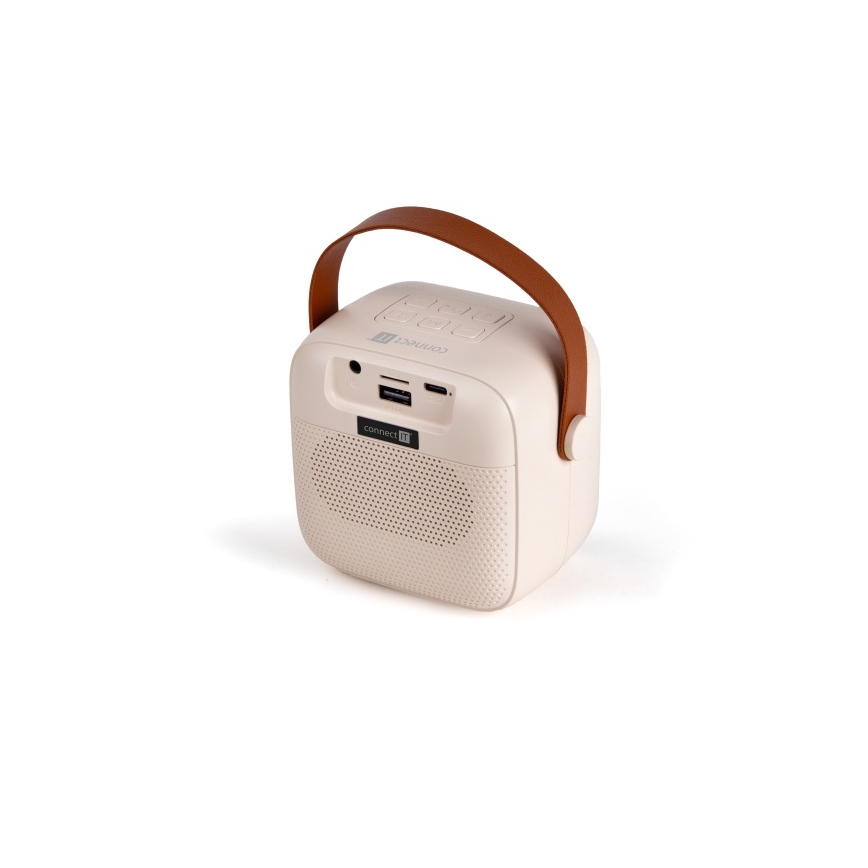 CONNECT IT CSP-1010-BG - LED RGB-Lautsprecher mit 2 kabellosen Mikrofonen, 5W/1200 mAh + 2x 400 mAh, creme/gold