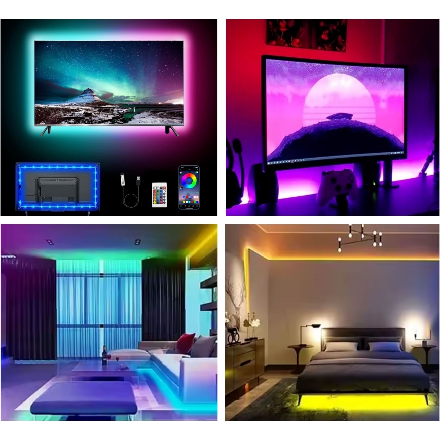 LED RGB Striscia dimmerabile LED/6W/5V USB 2 m + telecomando