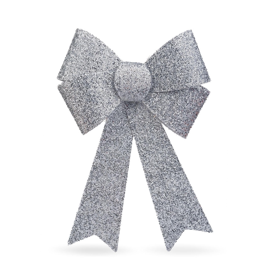 LED RGB Weihnachtsdekoration 11xLED/3xLR44 40x30 cm silberne Schleife