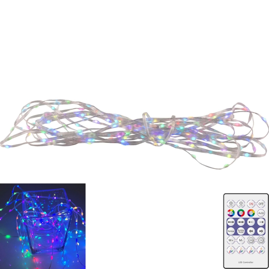 LED-RGB-Weihnachtslichterkette LED/10W/5V 10 m USB + Fernbedienung