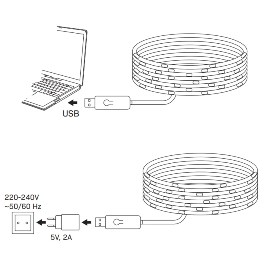 LED-RGB-Weihnachtslichterkette LED/10W/5V 10 m USB + Fernbedienung