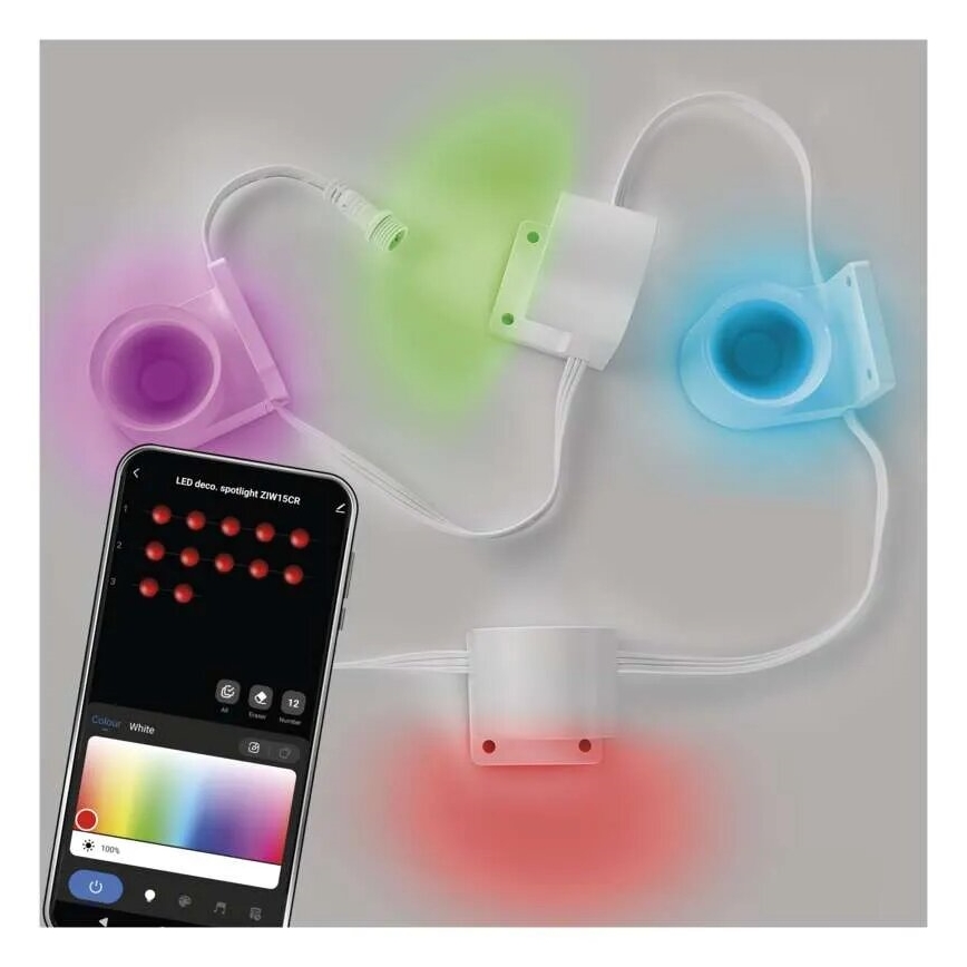 LED RGBIC+CCT Dekorationslichterkette mit Punktbeleuchtung GoSmart - Erweiterung 4xLED/7W/230V 85 cm Wi-Fi Tuya