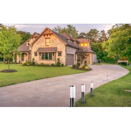 LED RGBW dimmbare Außenleuchte LIVIA 1xE27/6,5W/230V 2700-6500K Wi-Fi 45 cm IP44 silber