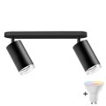 LED RGBW Dimmbare Badezimmer Einbauleuchte TURYN 2xGU10/6,5W/230V 2700-6500K Wi-Fi IP44 schwarz