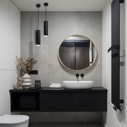 LED RGBW dimmbare Badezimmer-Hängeleuchte an Seil TURYN 1xGU10/6W/230V 3000K Wi-Fi IP44 schwarz