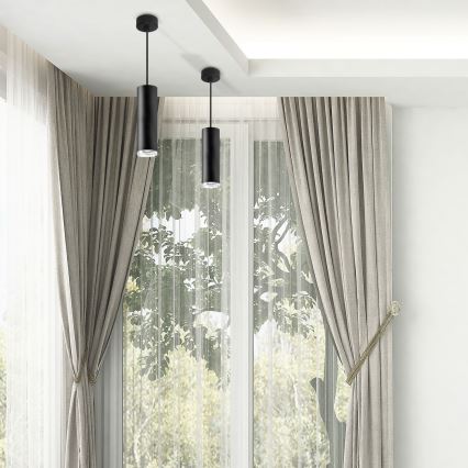 LED RGBW dimmbare Badezimmer-Hängeleuchte an Seil TURYN 1xGU10/6W/230V 3000K Wi-Fi IP44 schwarz