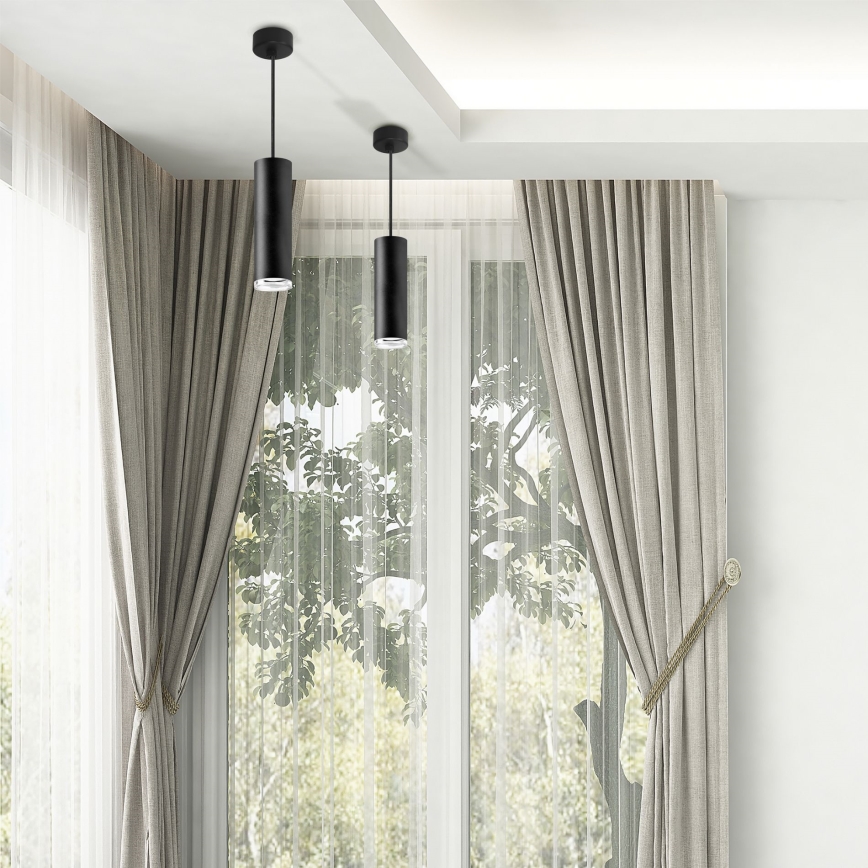 LED RGBW dimmbare Badezimmer-Hängeleuchte an Seil TURYN 1xGU10/6W/230V 3000K Wi-Fi IP44 schwarz