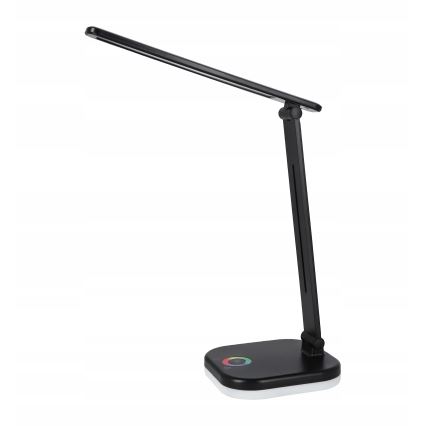 LED RGBW dimmbare Tischlampe mit kabelloser Ladefunktion, LED/7W/5V USB, schwarz