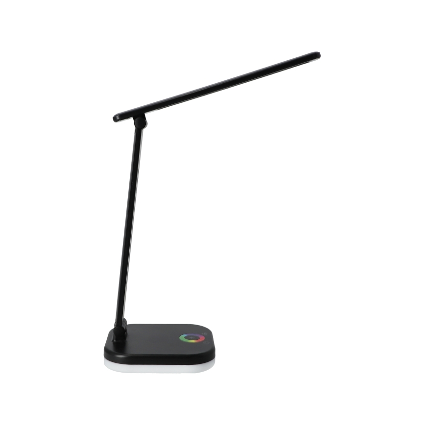 LED RGBW dimmbare Tischlampe mit kabelloser Ladefunktion, LED/7W/5V USB, schwarz
