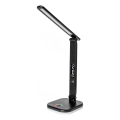 LED RGBW Dimmbare Tischleuchte mit Touch-Funktion und kabelloser Aufladung, LCD Anzeige und USB-Anschluss MAGNUS LED/6W/5V 3000-6500K schwarz