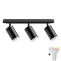 LED RGBW dimmbarer Badezimmer-Einbaustrahler TURYN 3xGU10/6W/230V 3000K IP44 schwarz + Fernbedienung