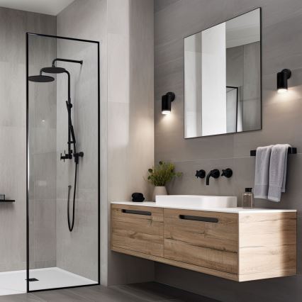 LED RGBW dimmbarer Badezimmer-Spot TURYN 1xGU10/4,8W/230V 3000K IP44 schwarz + Fernbedienung