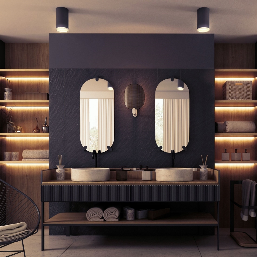 LED RGBW dimmbarer Badezimmer-Einbaustrahler TURYN 1xGU10/6W/230V 3000K Wi‑Fi IP44 schwarz