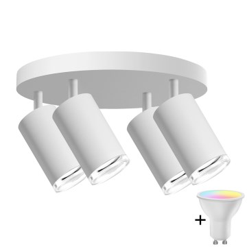 LED RGBW dimmbarer Badezimmer-Spot TURYN 4xGU10/6W/230V 3000K IP44 weiß + Fernbedienung