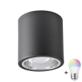LED RGBW dimmbarer Deckenspot JUPITER 1xE27/6,5W/230V 2700-6500K Wi-Fi Ø13 cm schwarz