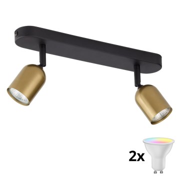 LED RGBW dimmbarer Deckenspot TOP 2xGU10/6,5W/230V 2700-6500K gold/schwarz