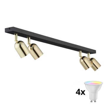 LED RGBW dimmbarer Einbaustrahler TOP 4xGU10/6,5W/230V 2700-6500K schwarz/gold