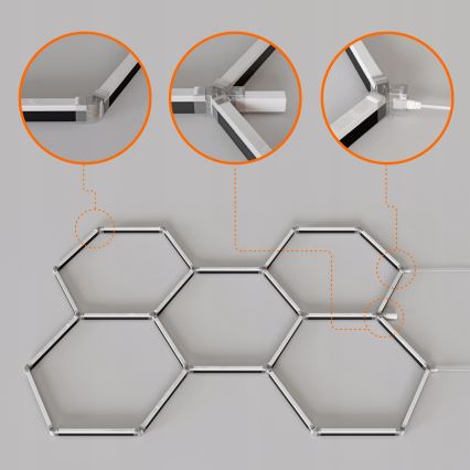 LED RGBW Lampada da soffitto dimmerabile HEXAGON LED/144W/85-265V 7000K 205x142 cm CRI 90 IP54 bianca + telecomando