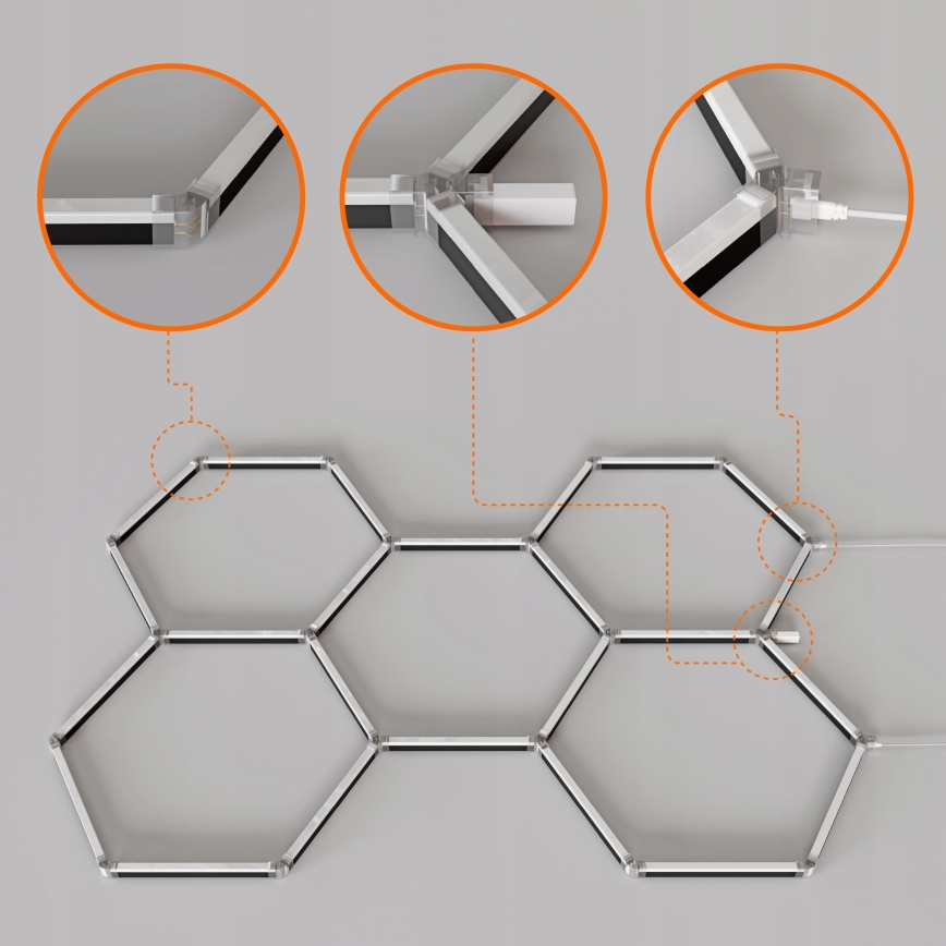 LED RGBW Lampada da soffitto dimmerabile HEXAGON LED/144W/85-265V 7000K 205x142 cm CRI 90 IP54 bianca + telecomando