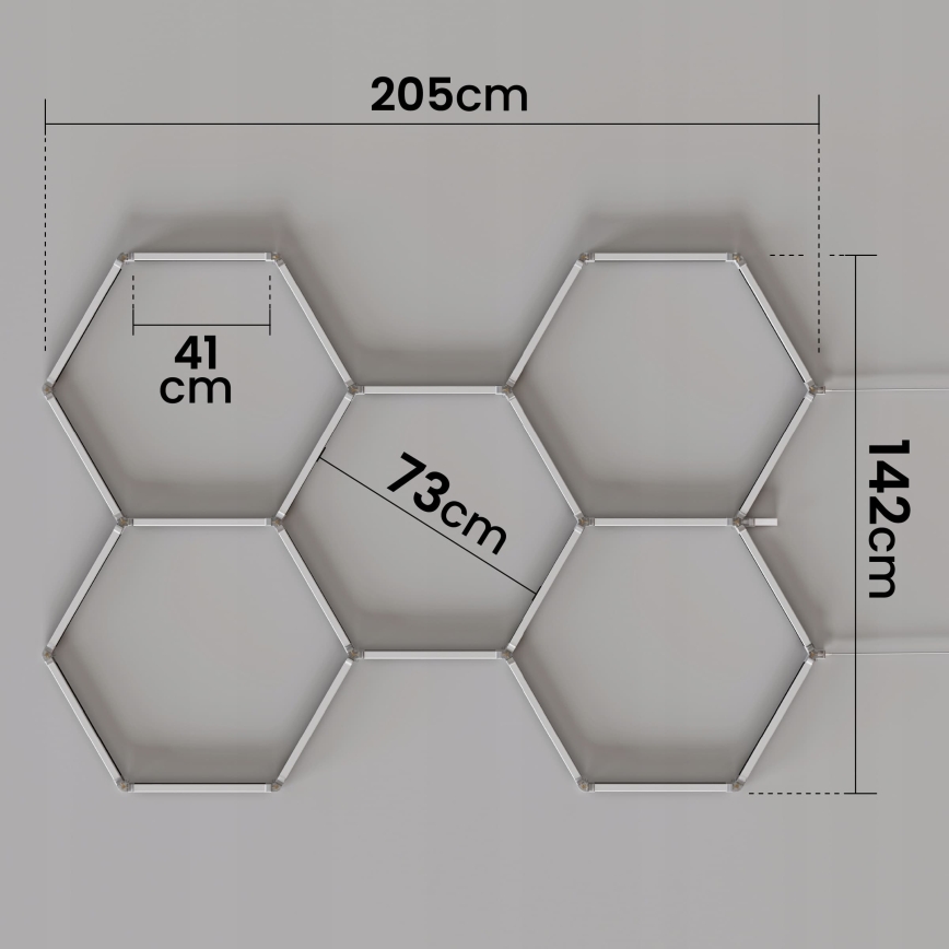 LED RGBW Lampada da soffitto dimmerabile HEXAGON LED/144W/85-265V 7000K 205x142 cm CRI 90 IP54 bianca + telecomando