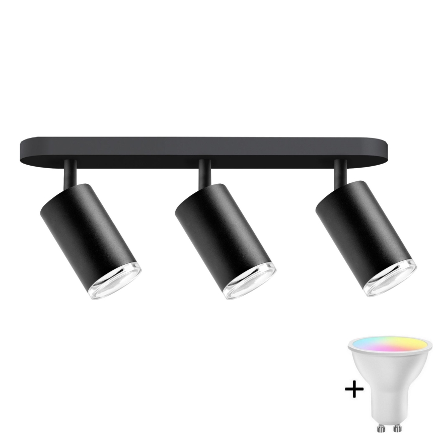 LED RGBW faretto da bagno dimmerabile TURYN 3xGU10/6,5W/230V 2700-6500K Wi-Fi IP44 nero