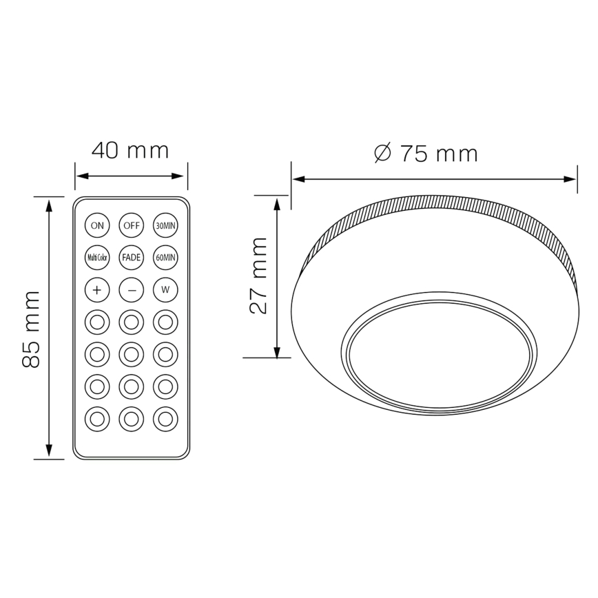 LED RGBW Illuminazione dimmerabile per mobili LED/0,5W/4,5V 3xAAA bianco + telecomando