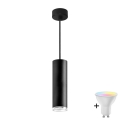 LED RGBW Lampada a sospensione dimmerabile per bagno su cavo TURYN 1xGU10/6,5W/230V 2700-6500K Wi-Fi IP44 nera