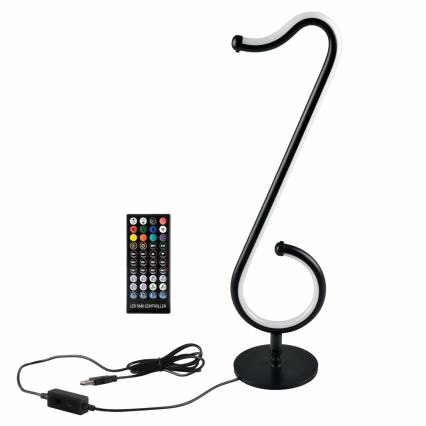 LED RGBW Lampada da tavolo dimmerabile NUTKA LED/15W/5V nero + telecomando