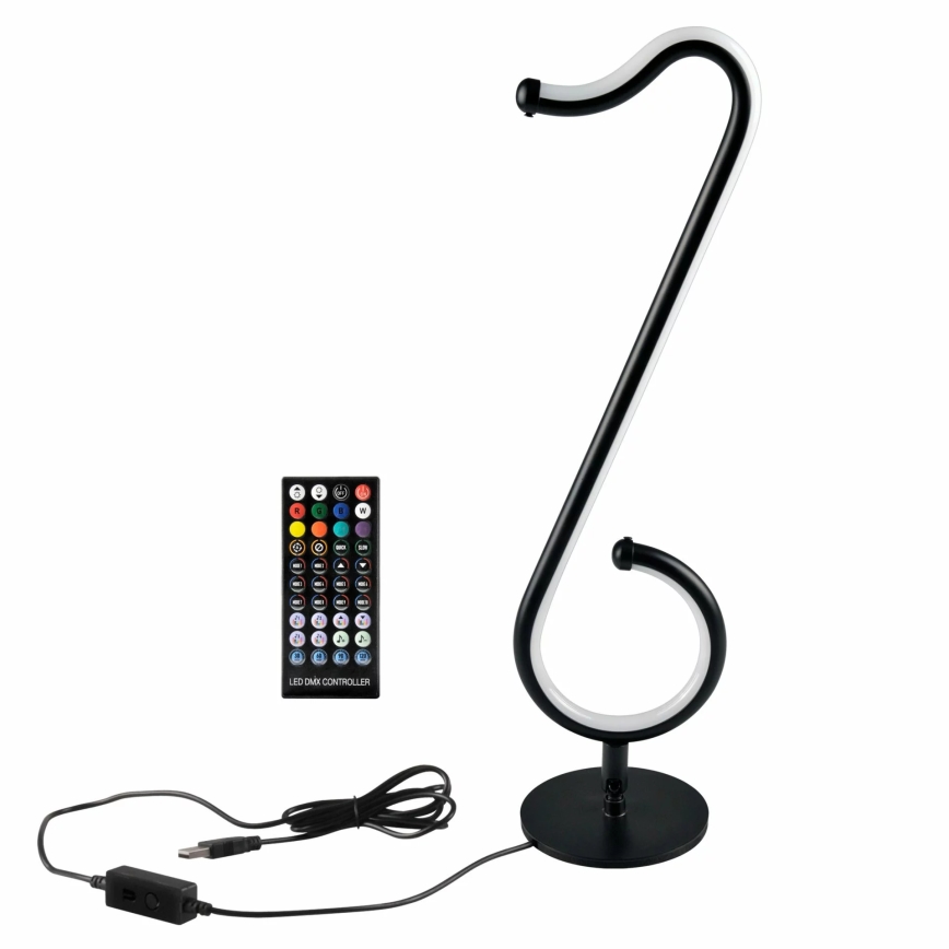 LED RGBW Lampada da tavolo dimmerabile NUTKA LED/15W/5V nero + telecomando