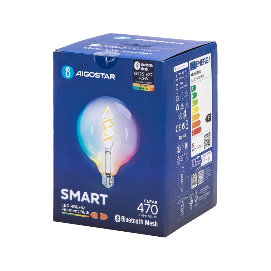 Lampadina LED RGBW dimmerabile FILAMENT MESH Smart G125 E27/4,9W/230V 2700K - Aigostar