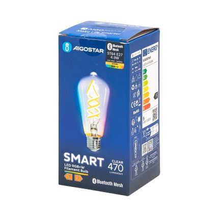 Lampadina LED RGBW dimmerabile FILAMENT MESH Smart ST64 E27/4,9W/230V 2700K - Aigostar