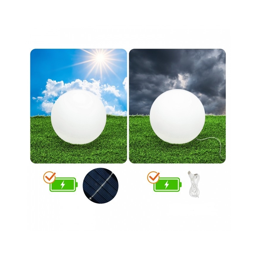 Lampe solaire dimmable LED RGBW GARDEN BALL LED/5W/3,7V 3000K IP54 2200 mAh Ø 40 cm + télécommande
