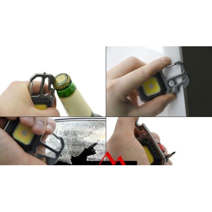 LED Ricaricabile multifunzione torcia con un supporto LED/USB-C 400 mAh