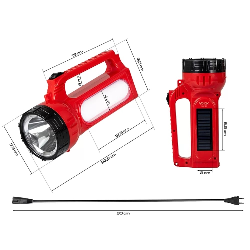 LED Ricaricabile solare torcia LED/7W/230V 400 lucente 3200 mAh