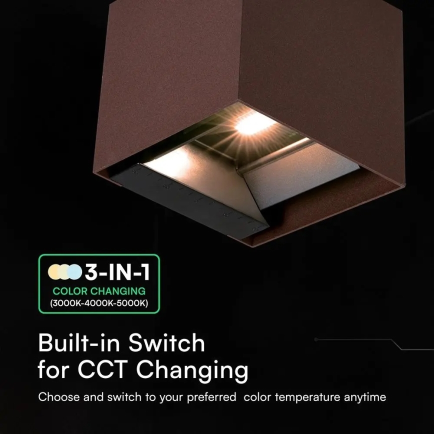LED-Solar-Wandleuchte mit Sensor LED/9W/3,7V 3000/4000/5000K IP65 2600 mAh braun