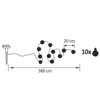 LED Solar catena decorativa LED/1,2V 3,8 m IP44