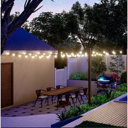 LED Solar-Lichterkette 10xLED/0,5W/4,5V 12 m 3000K IP44 1200 mAh + Fernbedienung