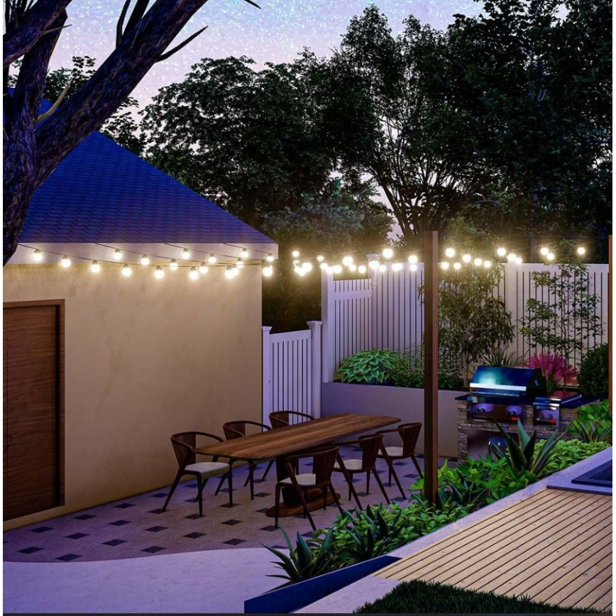 LED Solar-Lichterkette 10xLED/0,5W/4,5V 12 m 3000K IP44 1200 mAh + Fernbedienung