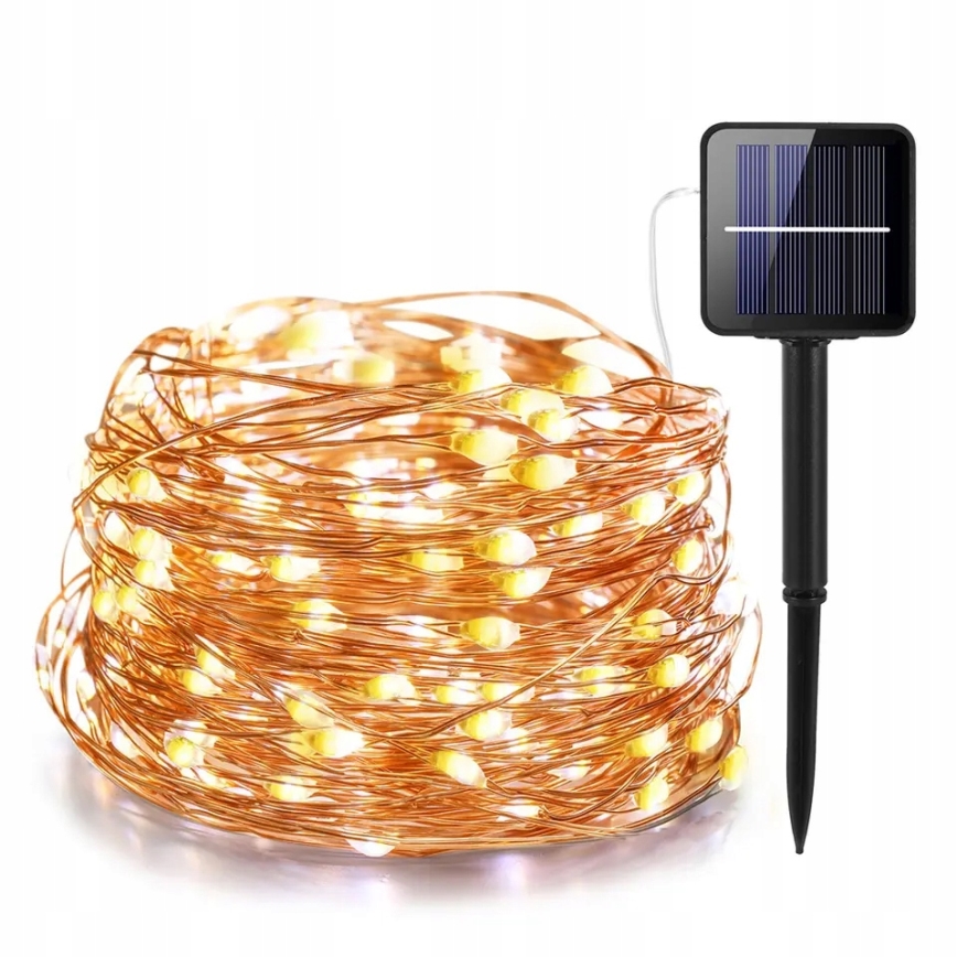 LED Solar-Lichterkette, 200 LEDs, 1,2 V, 800 mAh, 12 m, IP44, schwarz