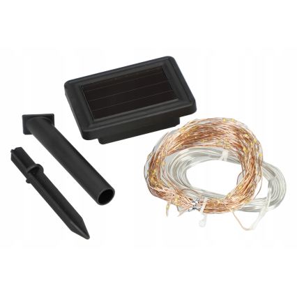 LED Solar-Lichterkette, 200 LEDs, 1,2 V, 800 mAh, 12 m, IP44, schwarz