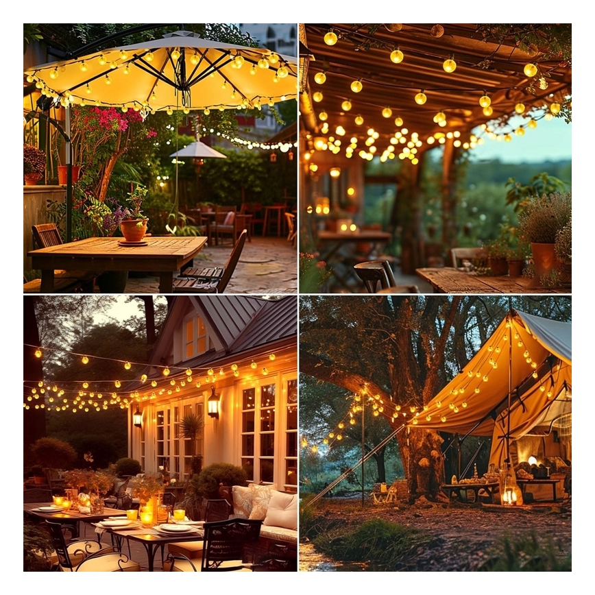 LED-Solar-Lichterkette 30 LEDs/8 Funktionen 500 mAh 6,5 m IP67 warmweiß